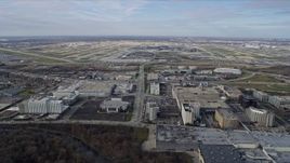 4K aerial stock footage of approaching O'Hare International Airport, Chicago, Illinois Aerial Stock Footage | AX0166_0017