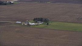 4K aerial stock footage of a barn, silo and farmhouse in Union Grove, Wisconsin Aerial Stock Footage | AX0166_0055
