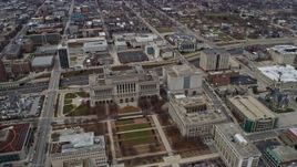 4K aerial stock footage approach and flyby the county courthouse and jail in Milwaukee, Wisconsin Aerial Stock Footage | AX0166_0086