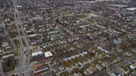 4K aerial stock footage of flying over suburban homes in Milwaukee, Wisconsin Aerial Stock Footage | AX0166_0087