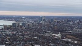 4K aerial stock footage of flying by the city's downtown area, Milwaukee, Wisconsin Aerial Stock Footage | AX0167_0007