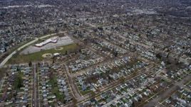 4K aerial stock footage of flying over suburban residential neighborhoods, Milwaukee, Wisconsin Aerial Stock Footage | AX0167_0032