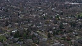 4K aerial stock footage of a quiet suburban neighborhood in Glencoe, Illinois Aerial Stock Footage | AX0167_0066