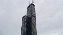 4K aerial stock footage of Willis Tower in Downtown Chicago, Illinois Aerial Stock Footage | AX0167_0088