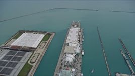 4K aerial stock footage of slowly flying over Navy Pier, Downtown Chicago, Illinois Aerial Stock Footage | AX0167_0105