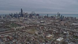 4K aerial stock footage of the city's skyline, seen from West Side, Downtown Chicago, Illinois Aerial Stock Footage | AX0168_0003