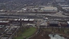 4K aerial stock footage of factory buildings on the Southwest Side Chicago, Illinois Aerial Stock Footage | AX0168_0005