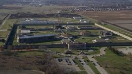 4K aerial stock footage approach and orbit the Stateville Correctional Center in Crest Hill, Illinois Aerial Stock Footage | AX0168_0033