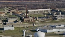 4K aerial stock footage of buildings at the Stateville Correctional Center prison in Crest Hill, Illinois Aerial Stock Footage | AX0168_0038