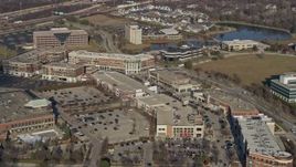4K aerial stock footage of flying over Burr Ridge Village Center shopping mall, Burr Ridge, Illinois Aerial Stock Footage | AX0169_0009