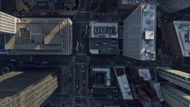 4K aerial stock footage of a bird's eye view of Michigan Avenue through Downtown Chicago, Illinois Aerial Stock Footage | AX0169_0070