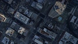 4K aerial stock footage of a bird's eye view of a street intersection, Downtown Chicago, Illinois Aerial Stock Footage | AX0169_0075