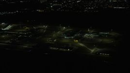 4K aerial stock footage of Stateville Correctional Center prison at night, Crest Hill, Illinois Aerial Stock Footage | AX0170_0126