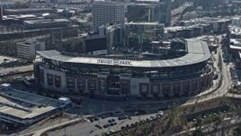6.7K aerial stock footage of circling around the Truist Park baseball stadium, Atlanta, Georgia Aerial Stock Footage | AX0171_0015