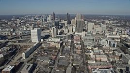 6.7K aerial stock footage approachDowntown Atlanta city buildings and skyscrapers, Georgia Aerial Stock Footage | AX0171_0042