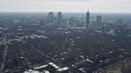 6.7K aerial stock footage tilt from high school to reveal skyscrapers in Midtown Atlanta, Georgia Aerial Stock Footage | AX0171_0047