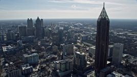 6.7K aerial stock footage of flying past skyscraper and city buildings in Midtown Atlanta, Georgia Aerial Stock Footage | AX0171_0049