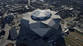 6.7K aerial stock footage approach Mercedes-Benz Stadium in Atlanta, Georgia Aerial Stock Footage | AX0171_0050
