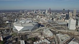 6.7K aerial stock footage orbit Mercedes-Benz Stadium in Atlanta, Georgia Aerial Stock Footage | AX0171_0051