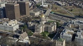 6.7K aerial stock footage or orbiting around the Georgia State Capitol building in Atlanta Aerial Stock Footage | AX0171_0060