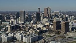 6.7K aerial stock footage of orbiting the Georgia State Capitol building in Atlanta, reveal Downtown skyline Aerial Stock Footage | AX0171_0061