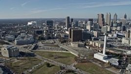 6.7K aerial stock footage of flying toward the Georgia State Capitol building in Atlanta Aerial Stock Footage | AX0171_0062