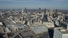 6.7K aerial stock footage fly past city buildings and skyscrapers in Downtown Atlanta, Georgia Aerial Stock Footage | AX0171_0068
