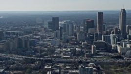 6.7K aerial stock footage of a view of skyscrapers and city buildings in Downtown Atlanta, Georgia Aerial Stock Footage | AX0171_0070