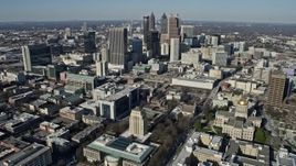 6.7K aerial stock footage flying toward Downtown Atlanta skyscrapers, Georgia Aerial Stock Footage | AX0171_0074
