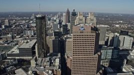 6.7K aerial stock footage of flying over Downtown Atlanta skyscrapers toward Midtown, Georgia Aerial Stock Footage | AX0171_0075