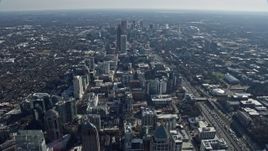 6.7K aerial stock footage of flying over Midtown Atlanta skyscrapers toward Downtown, Georgia Aerial Stock Footage | AX0171_0082