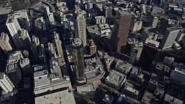 6.7K aerial stock footage approach Downtown Atlanta and tilt to bird's eye of hotel, Georgia Aerial Stock Footage | AX0171_0090