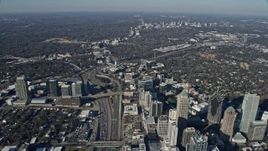 6.7K aerial stock footage following the freeway by Midtown toward Buckhead in Atlanta, Georgia Aerial Stock Footage | AX0171_0095