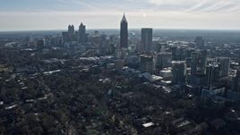 6.7K aerial stock footage of flying toward the skyline of Downtown and Midtown Atlanta, Georgia Aerial Stock Footage | AX0171_0101