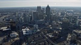 6.7K aerial stock footage tilt from apartment buildings to reveal Downtown Atlanta, Georgia Aerial Stock Footage | AX0171_0102