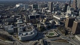 6.7K aerial stock footage flying by the Georgia State Capitol in Downtown Atlanta, Georgia Aerial Stock Footage | AX0171_0105