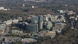 6.7K aerial stock footage of a closer view of the Centers for Disease Control and Prevention in Atlanta, Georgia Aerial Stock Footage | AX0171_0122