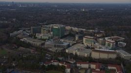 6.7K aerial stock footage of the Centers for Disease Control and Prevention at sunset, Atlanta, Georgia Aerial Stock Footage | AX0171_0143