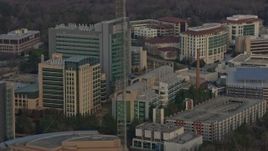 6.7K aerial stock footage of buildings at the Centers for Disease Control and Prevention at sunset, Atlanta, Georgia Aerial Stock Footage | AX0171_0145