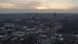 6.7K aerial stock footage of tilting from Downtown Atlanta to office and apartment buildings at sunset, Atlanta, Georgia Aerial Stock Footage | AX0171_0153