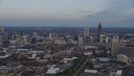 6.7K aerial stock footage of skyscrapers and city buildings in Midtown Atlanta at sunset, Georgia Aerial Stock Footage | AX0171_0165