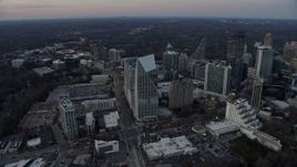 6.7K aerial stock footage circling the Terminus office complex at sunset, Atlanta, Georgia Aerial Stock Footage | AX0171_0173