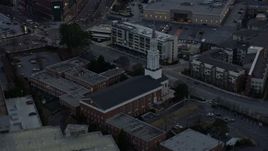6.7K aerial stock footage of a Buckhead church at sunset, Atlanta, Georgia Aerial Stock Footage | AX0171_0176
