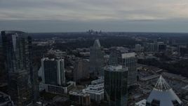 6.7K aerial stock footage approach and fly over Buckhead office buildings and skyscrapers at sunset, Atlanta, Georgia Aerial Stock Footage | AX0171_0179