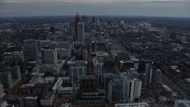 6.7K aerial stock footage approach Midtown skyscrapers and Downtown Atlanta at sunset, Georgia Aerial Stock Footage | AX0171_0185