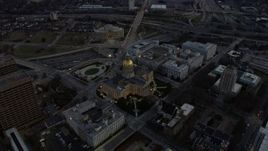 6.7K aerial stock footage approach and flyby Georgia State Capitol in Atlanta at sunset Aerial Stock Footage | AX0171_0189