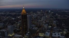 6.7K aerial stock footage flyby Bank of America Plaza for view of skyscrapers at sunset, Midtown Atlanta, Georgia Aerial Stock Footage | AX0171_0202