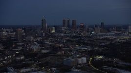6.7K aerial stock footage a view of the Downtown Atlanta skyline at twilight, Atlanta, Georgia Aerial Stock Footage | AX0171_0205