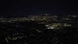 6.7K aerial stock footage of a wide view of the Atlanta skyline at night, Georgia Aerial Stock Footage | AX0171_0207
