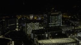 6.7K aerial stock footage zoom in and flyby the CDC complex at night in Atlanta, Georgia Aerial Stock Footage | AX0171_0210